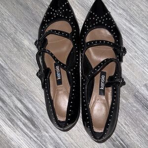 Kensie Black and Brown Studded Flats